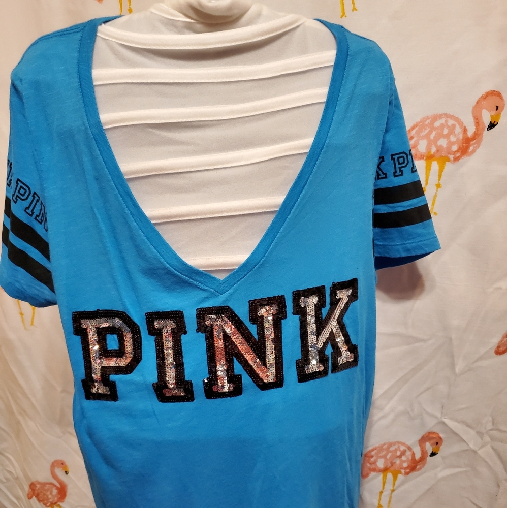 V neck short sleeve bling t shirt